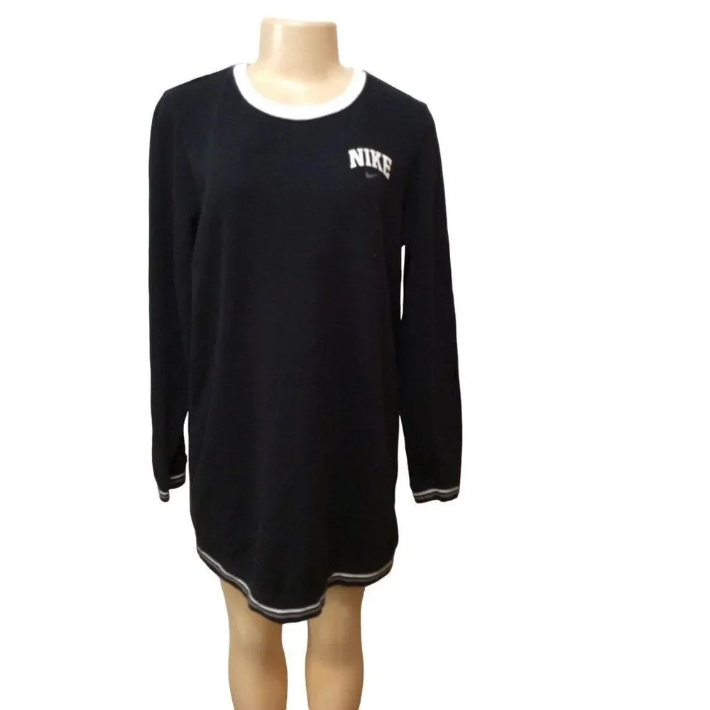 NIKE Women Long Sleeve Sweatshirt Size M Black And White - Picture 1 of 3